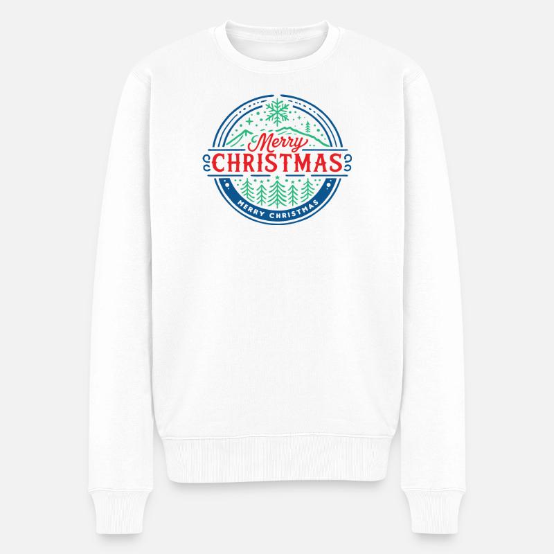 Frohe Weihnachten 2 - Männer Premium Bio Pullover - Weiß