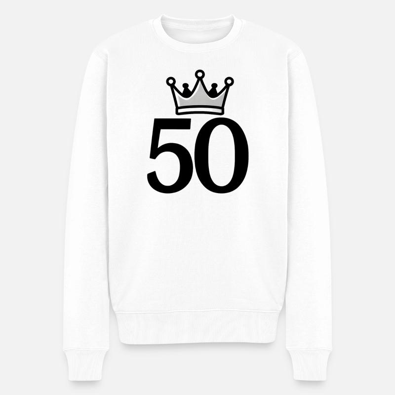 50 mit Krone – Stilvolles Jubiläumsdesign - Männer Premium Bio Pullover - Weiß