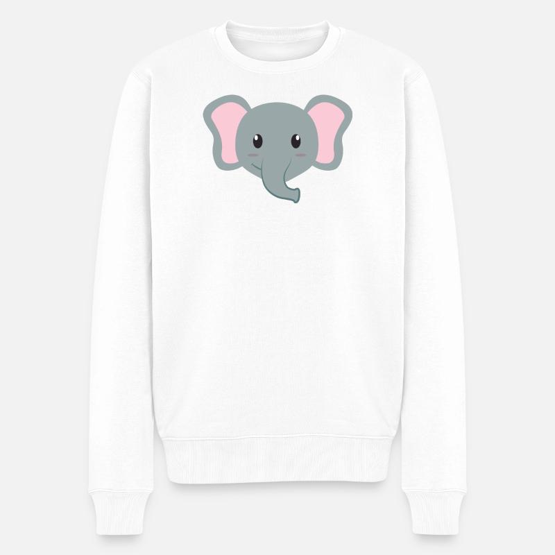 Elefant Cartoon - Männer Premium Bio Pullover - Weiß