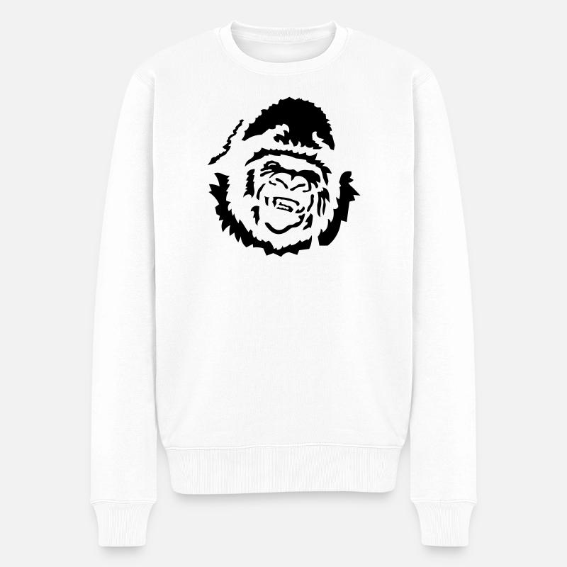 Gorilla - Männer Premium Bio Pullover - Weiß