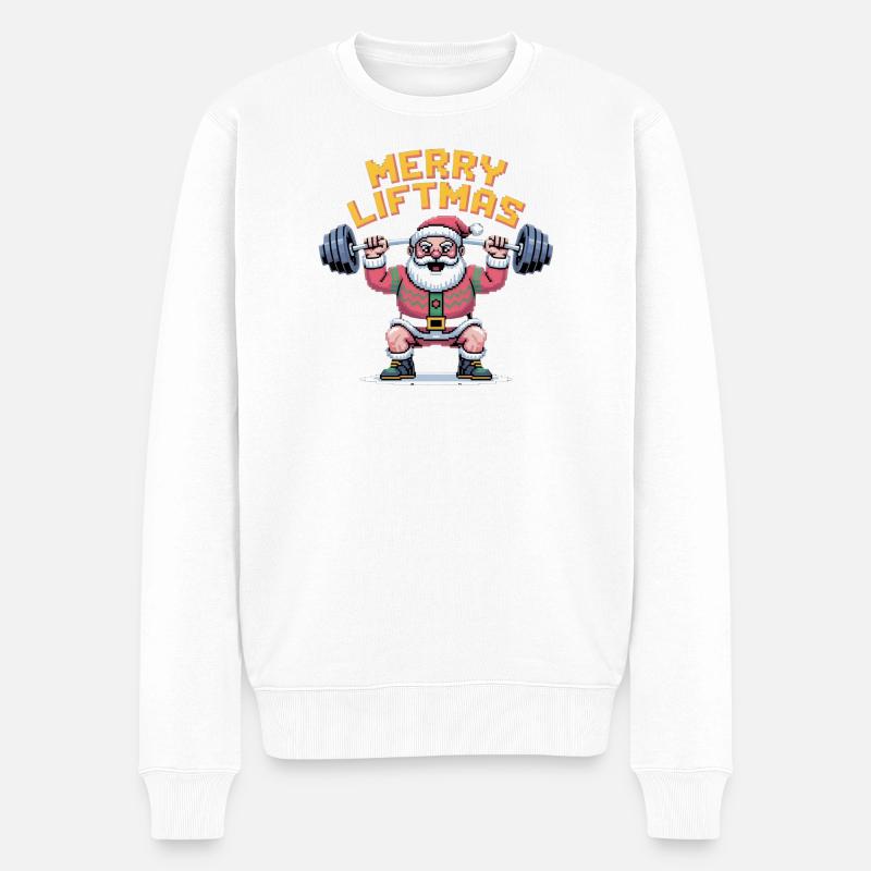 Joyeux Liftmas Pixel-Père Noël - Pull Premium bio Homme - blanc