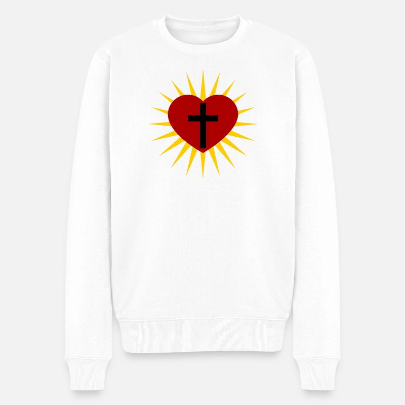 Kreuz - Männer Premium Bio Pullover - Weiß