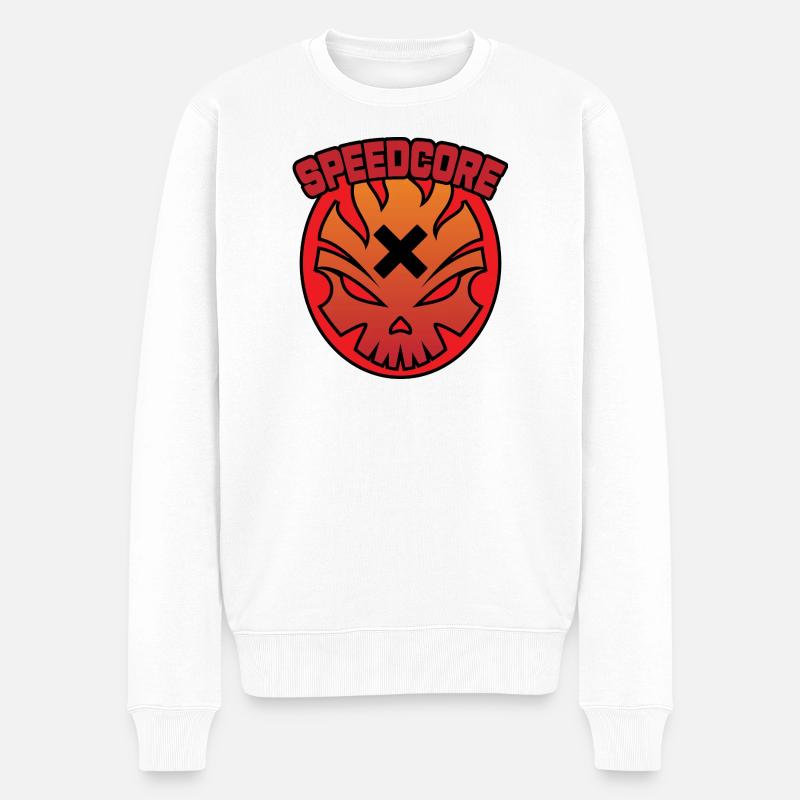 Speedcore Flammenschädel - Männer Premium Bio Pullover - Weiß