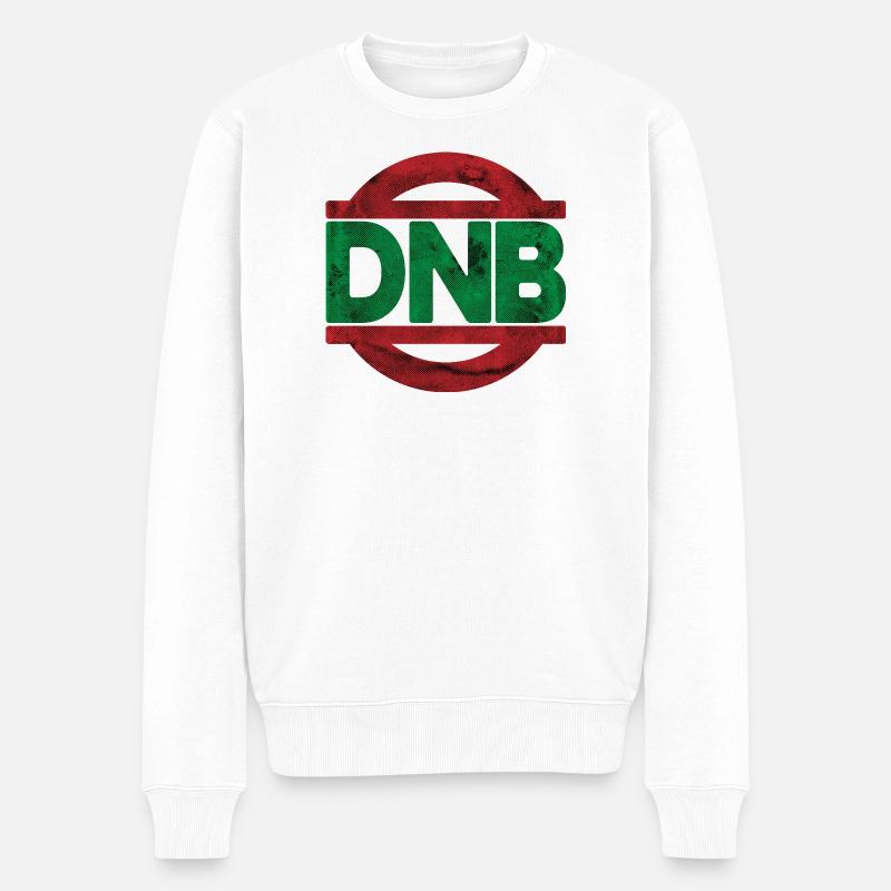 DnB Vibe Stempel RotGrün - Männer Premium Bio Pullover - Weiß