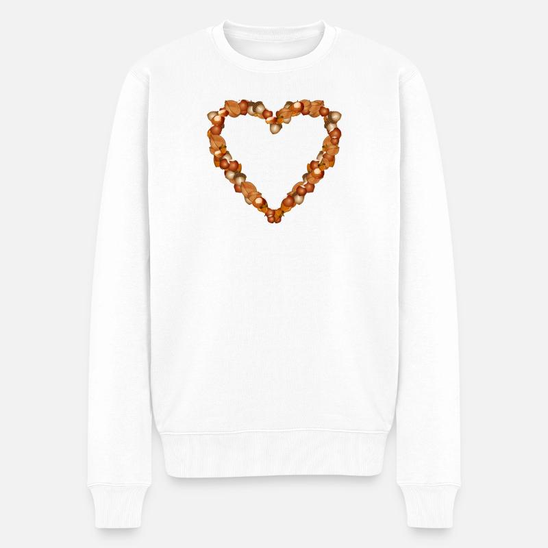 Cœur de noix – motif d’automne naturel - Pull Premium bio Homme - blanc
