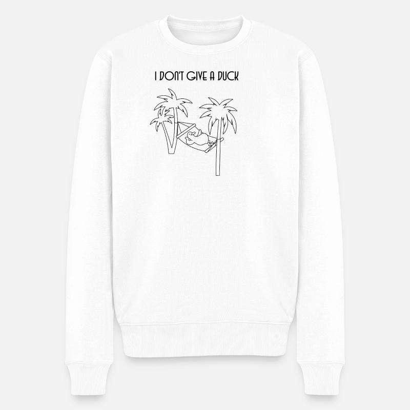 Ente mit witzigem Spruch - Männer Premium Bio Pullover - Weiß