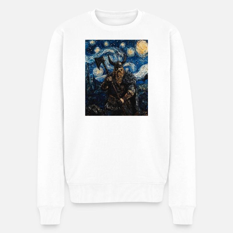 Wikinger Van Gogh Style - Männer Premium Bio Pullover - Weiß