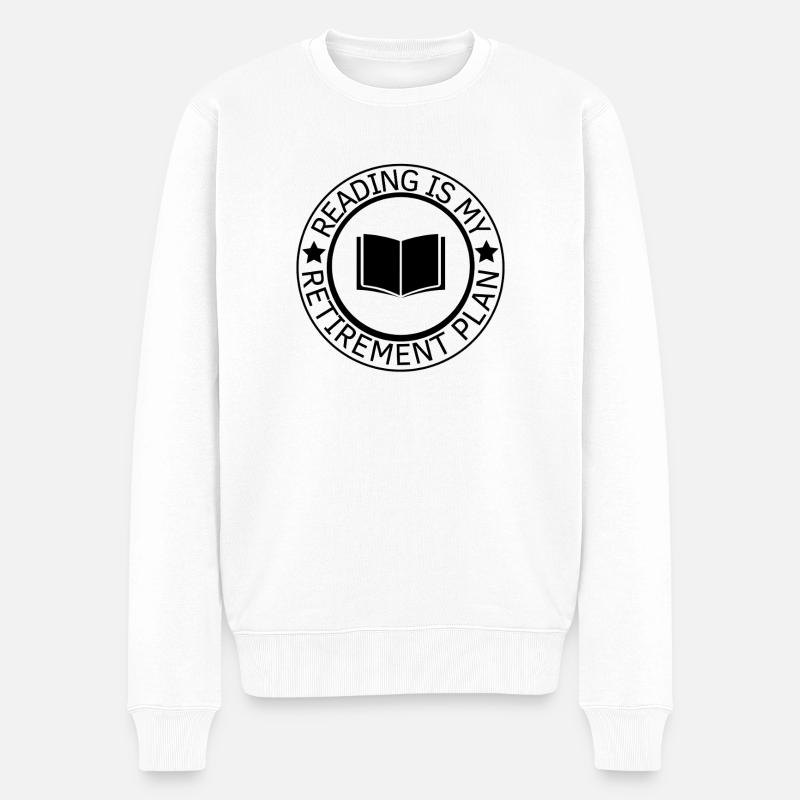 Lesen ist meine Altersvorsorge - Männer Premium Bio Pullover - Weiß