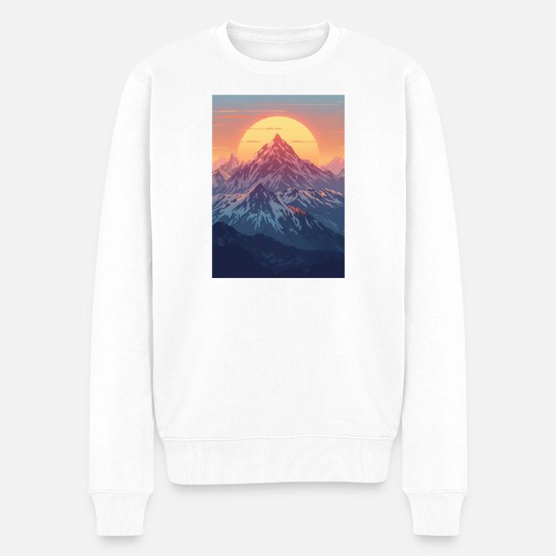 Berge in der pastellfarbenen Sonne - Männer Premium Bio Pullover - Weiß