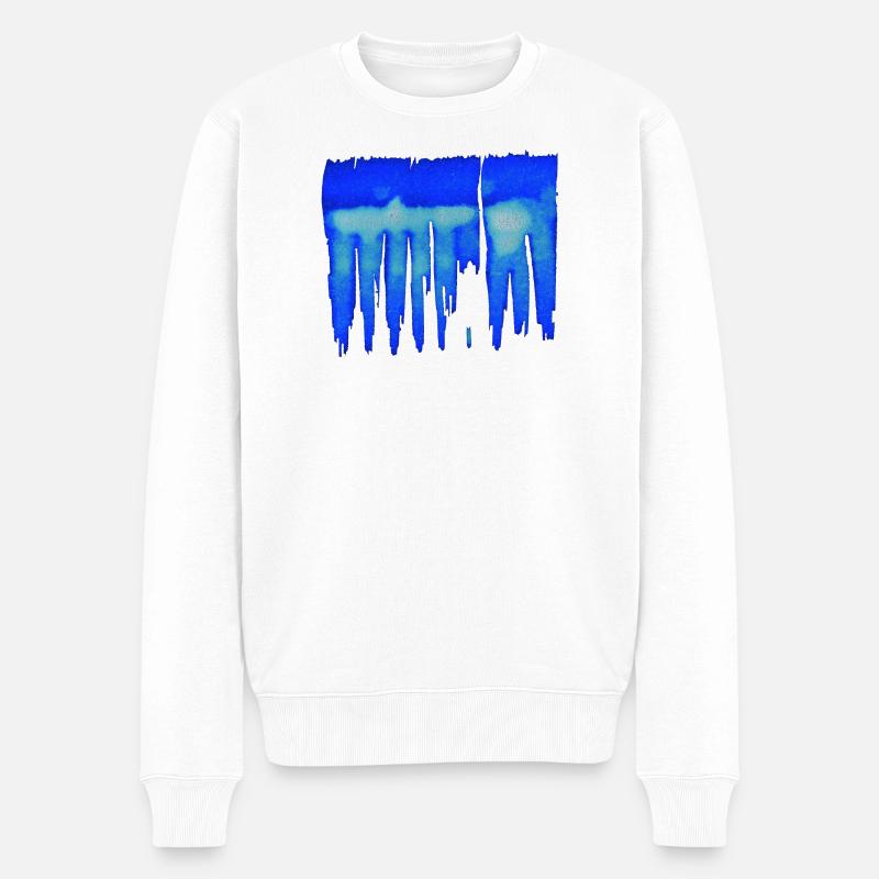 Abstrakt - Blauer Hintergrund - Männer Premium Bio Pullover - Weiß
