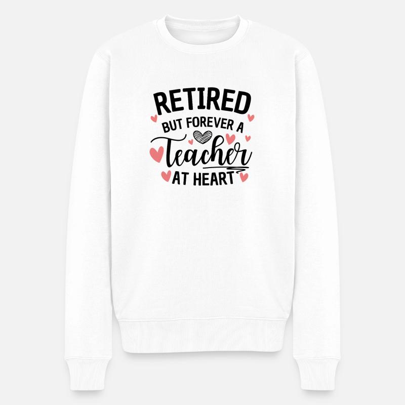 Im Herzen pensionierter Lehrer - Männer Premium Bio Pullover - Weiß
