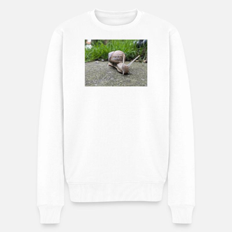 Schnecken Makro Naturdesign - Männer Premium Bio Pullover - Weiß