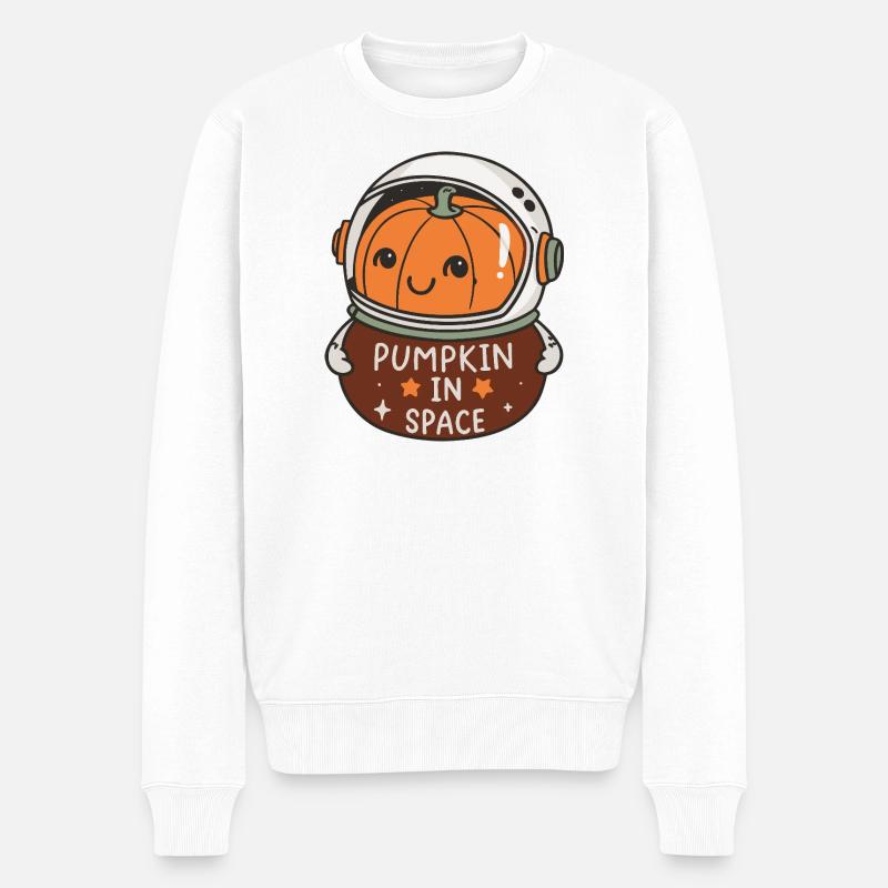 Lächelnder Astronaut Kürbis - Männer Premium Bio Pullover - Weiß