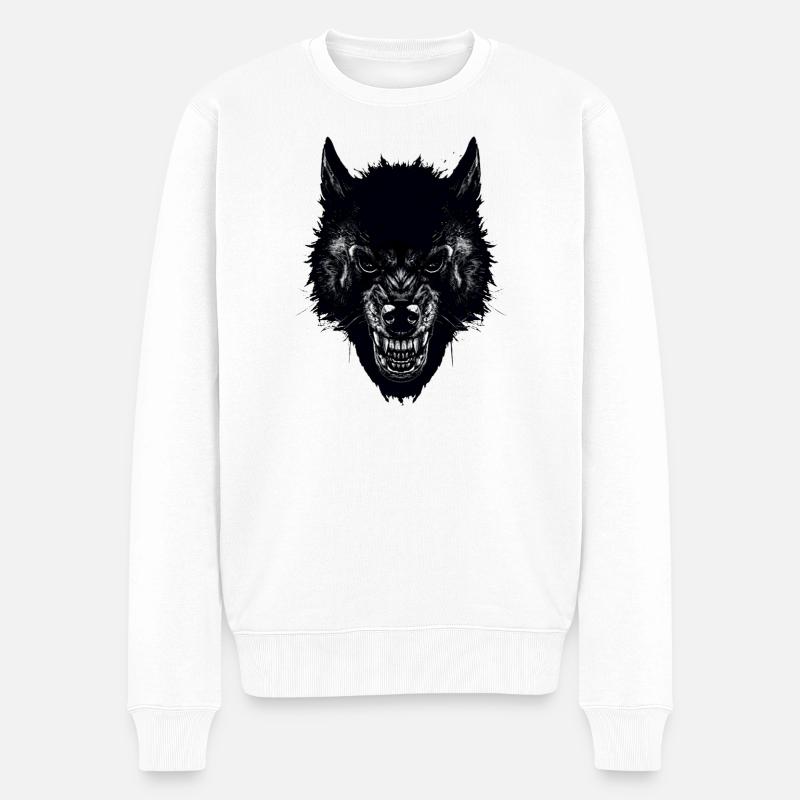 Wolf - Männer Premium Bio Pullover - Weiß