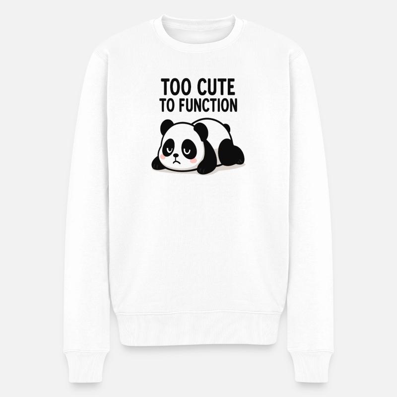 Too Cute To Function Panda - Männer Premium Bio Pullover - Weiß