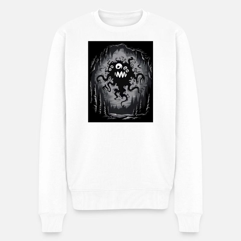 Dark Cave Monster Tentacule Graphique - Pull Premium bio Homme - blanc