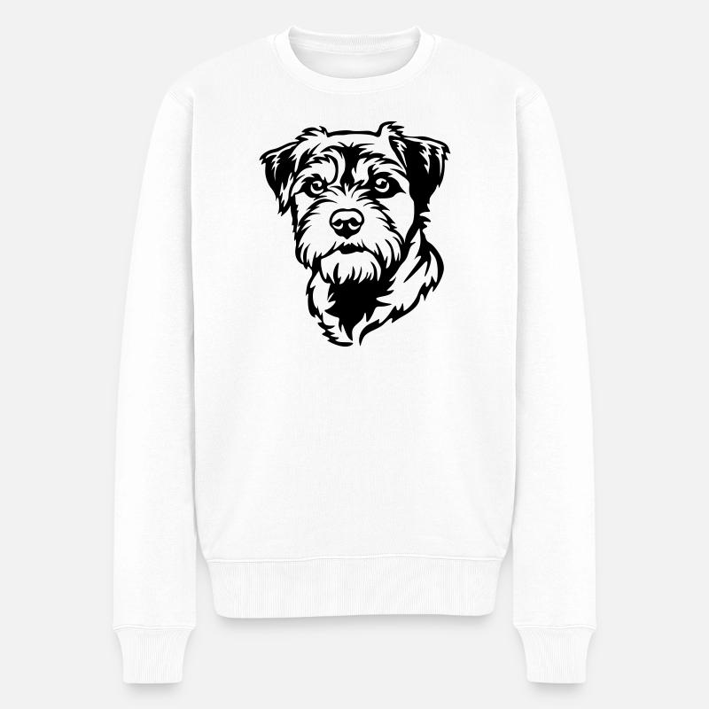 Tête de terrier de la frontière - Pull Premium bio Homme - blanc