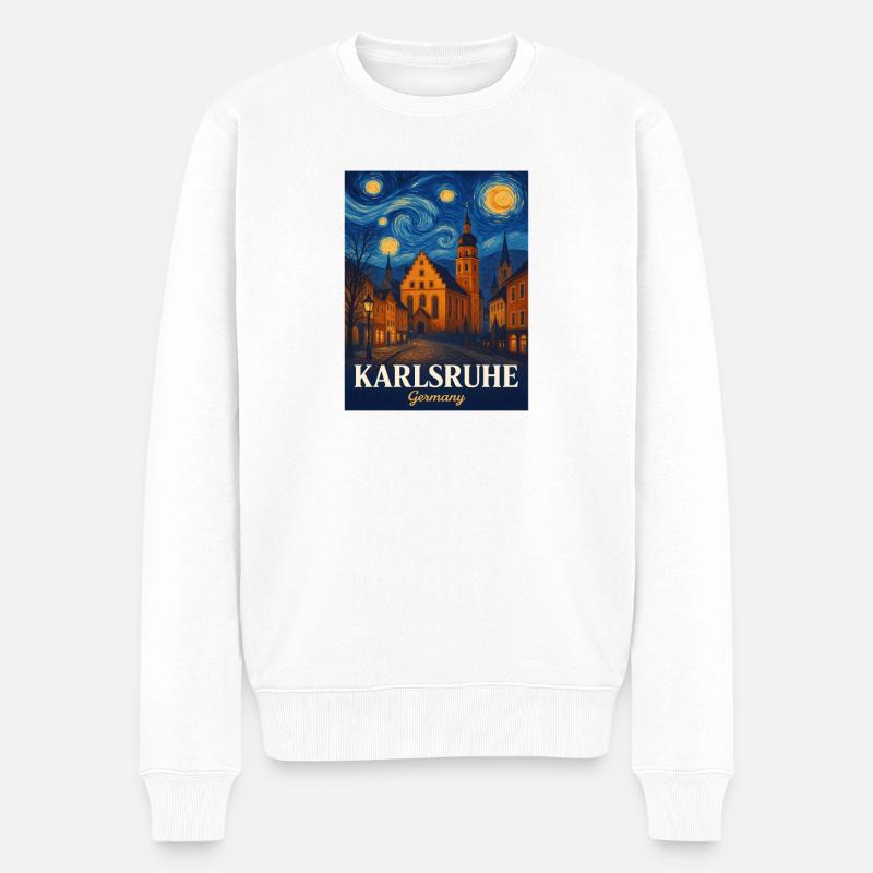 Karlsruhe Sternenstadt Malstil - Männer Premium Bio Pullover - Weiß