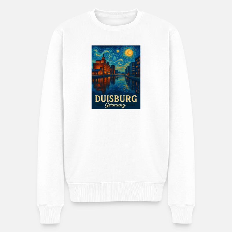 Nuit de Duisbourg sur le Rhin - Pull Premium bio Homme - blanc