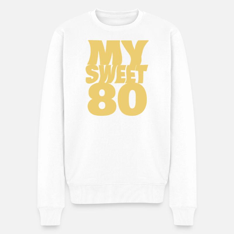 80 - Männer Premium Bio Pullover - Weiß