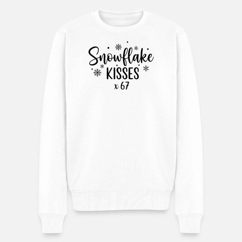 Snowflake Kisses x67 - Männer Premium Bio Pullover - Weiß