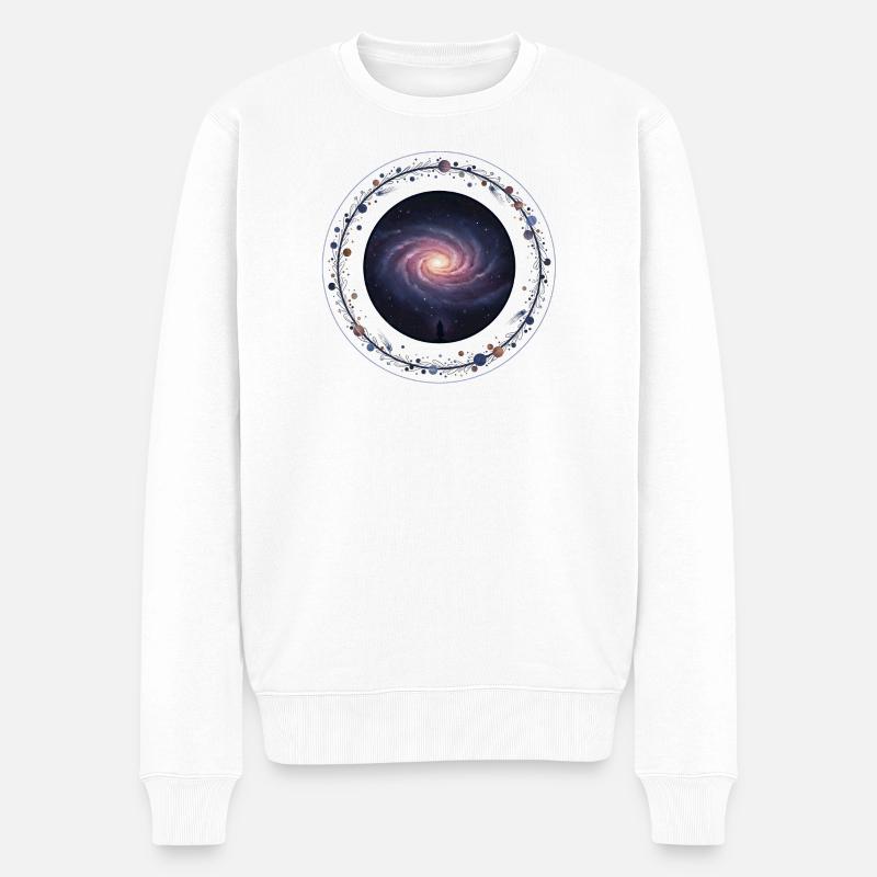 Galaktische Aussicht im Sternkranz - Männer Premium Bio Pullover - Weiß