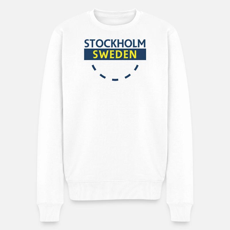Stockholm Suède Texte en gras - Pull Premium bio Homme - blanc