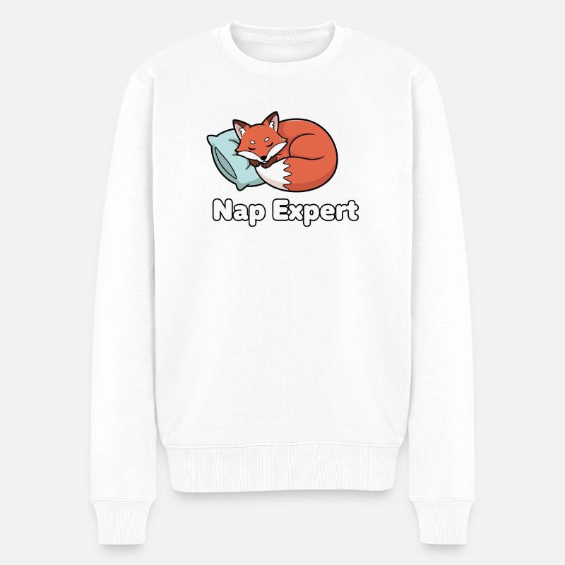Nap-Experte Fuchs - Männer Premium Bio Pullover - Weiß