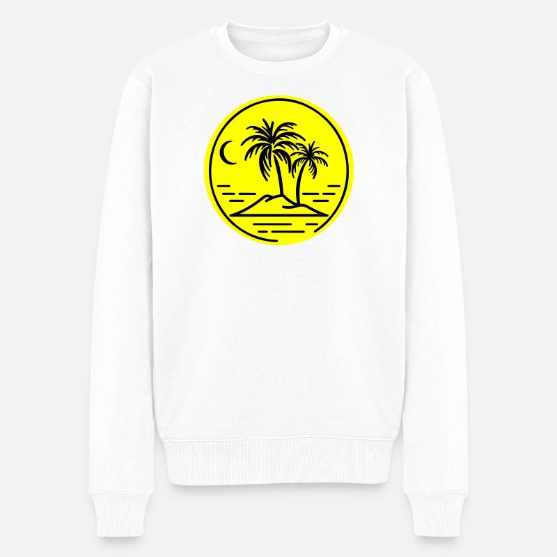 Palmen Insel Symbol Strand - Männer Premium Bio Pullover - Weiß