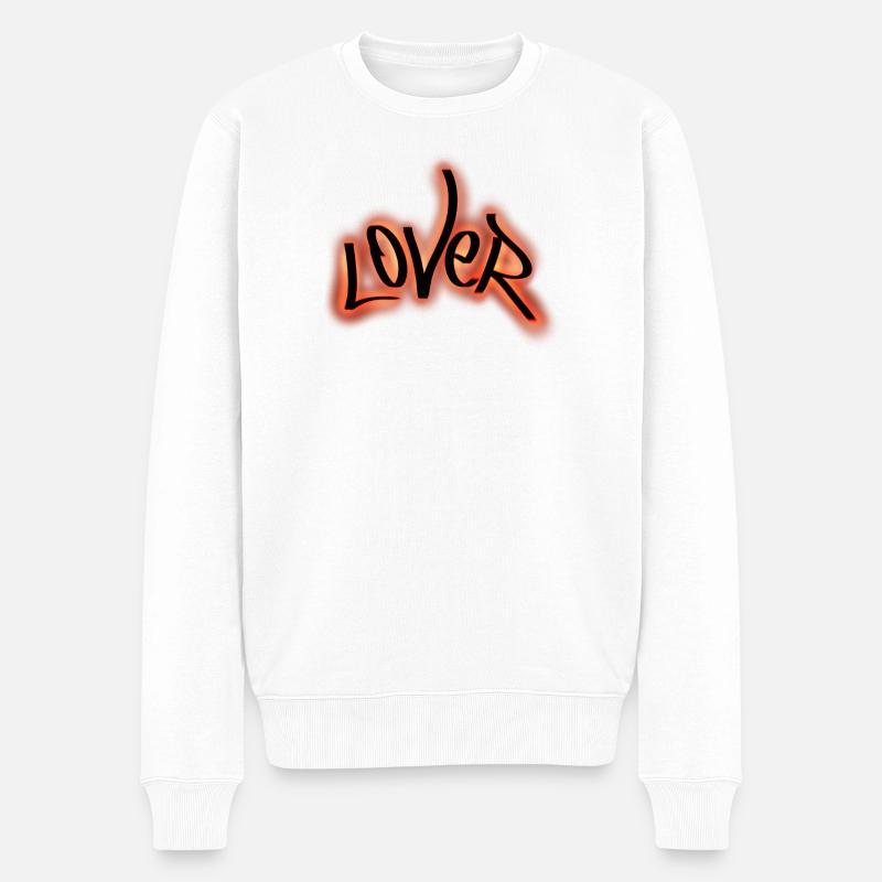 Lover Graffiti Neon Schrift - Männer Premium Bio Pullover - Weiß