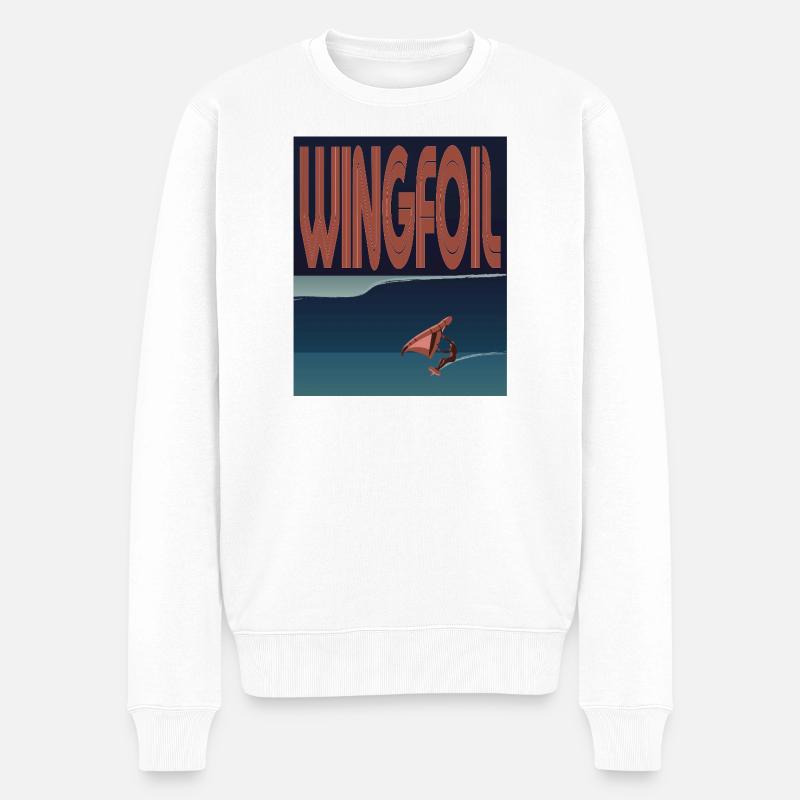 Wingfoiler Welle - Männer Premium Bio Pullover - Weiß