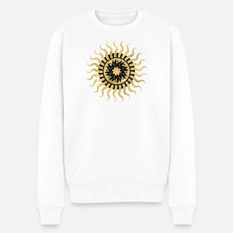 Goldene Sonne Blumen Mandala - Männer Premium Bio Pullover - Weiß
