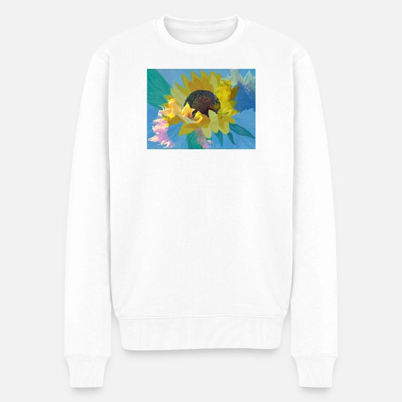 Sonnenblumen-Multibelichtung - Männer Premium Bio Pullover - Weiß