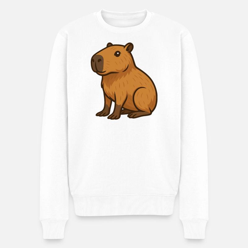 Wombat Capybara Biber - Männer Premium Bio Pullover - Weiß