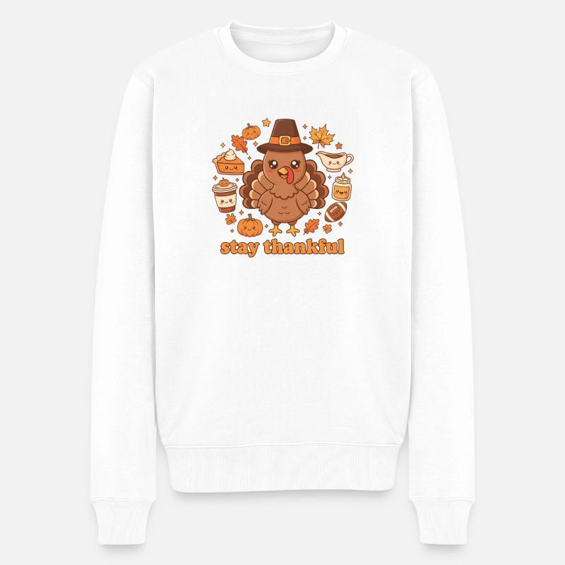 Impression festive de dinde reconnaissante - Pull Premium bio Homme - blanc