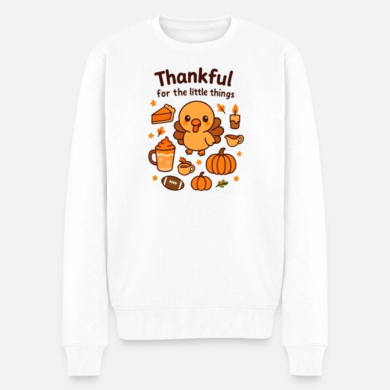 Niedliche Truthahn-Thanksgiving-Parade - Männer Premium Bio Pullover - Weiß
