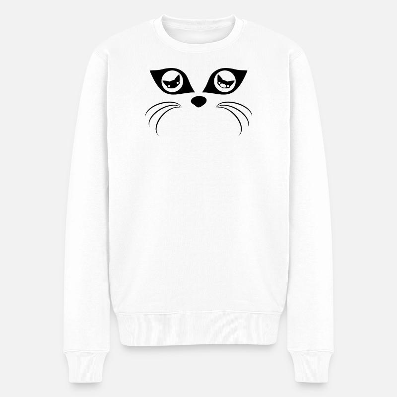 Yeux de chat (noir) - Pull Premium bio Homme - blanc