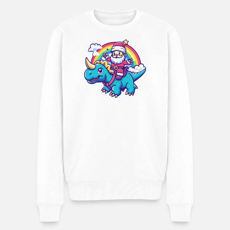 Dinosaurier triceratops Weihnachtsmann - Männer Premium Bio Pullover - Weiß