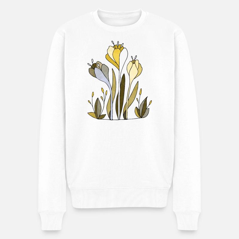 Blumen - Männer Premium Bio Pullover - Weiß