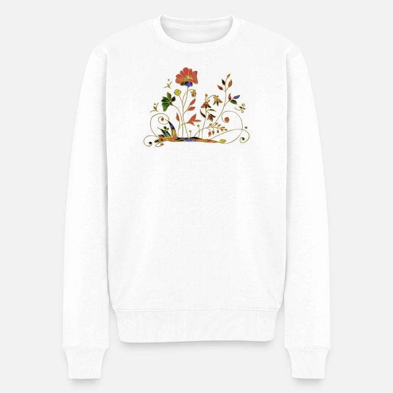 Blumen - Männer Premium Bio Pullover - Weiß