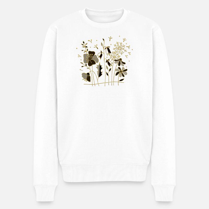 Blumen - Männer Premium Bio Pullover - Weiß