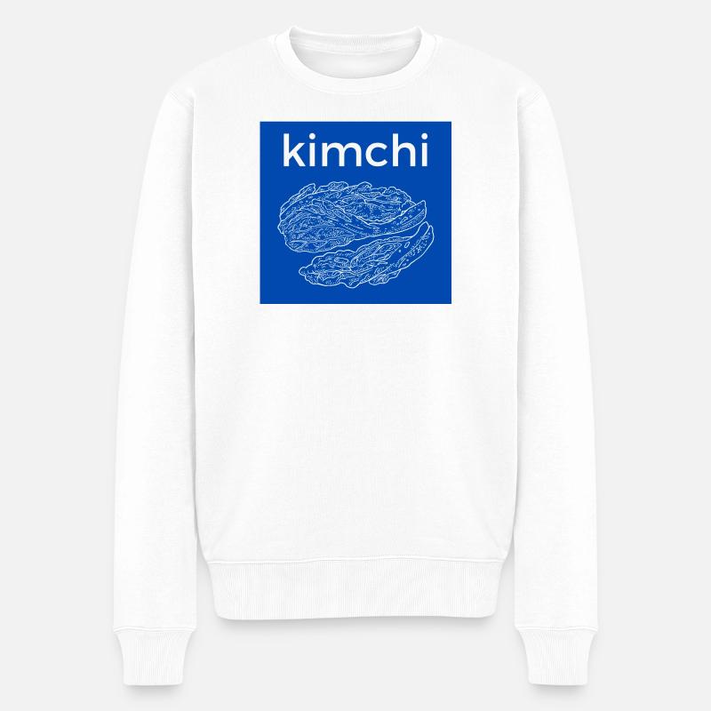 Kimchi Line Style Bleu - Pull Premium bio Homme - blanc