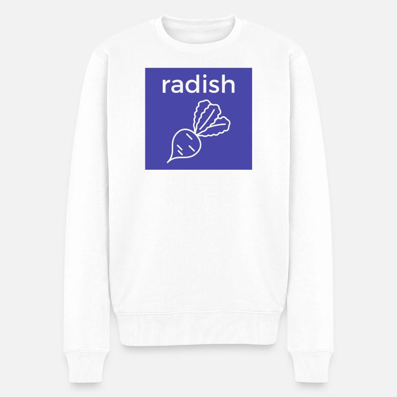 Radieschen Linienstil auf Blau - Männer Premium Bio Pullover - Weiß