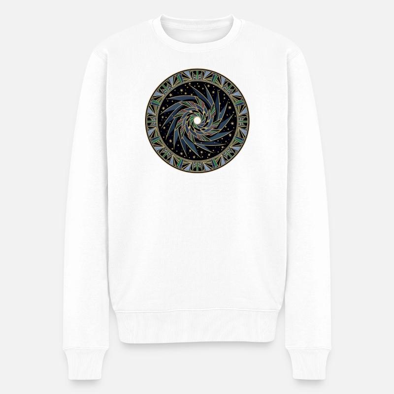 Sternenwirbel Mandala - Männer Premium Bio Pullover - Weiß