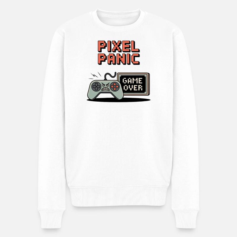 Pixel Panic – Game Over Rage Mode - Pull Premium bio Homme - blanc