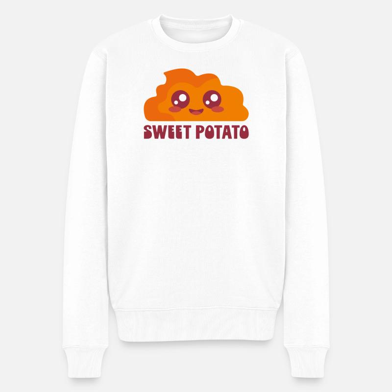 Süßkartoffel Cartoon Niedlich - Männer Premium Bio Pullover - Weiß