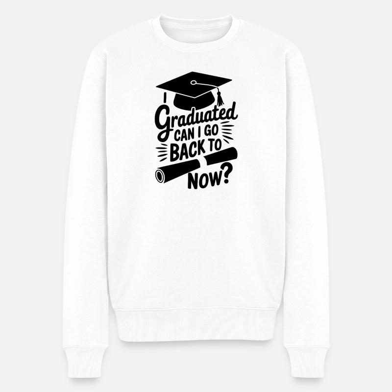 Lustiges Abschlusszitat Absolvent - Männer Premium Bio Pullover - Weiß