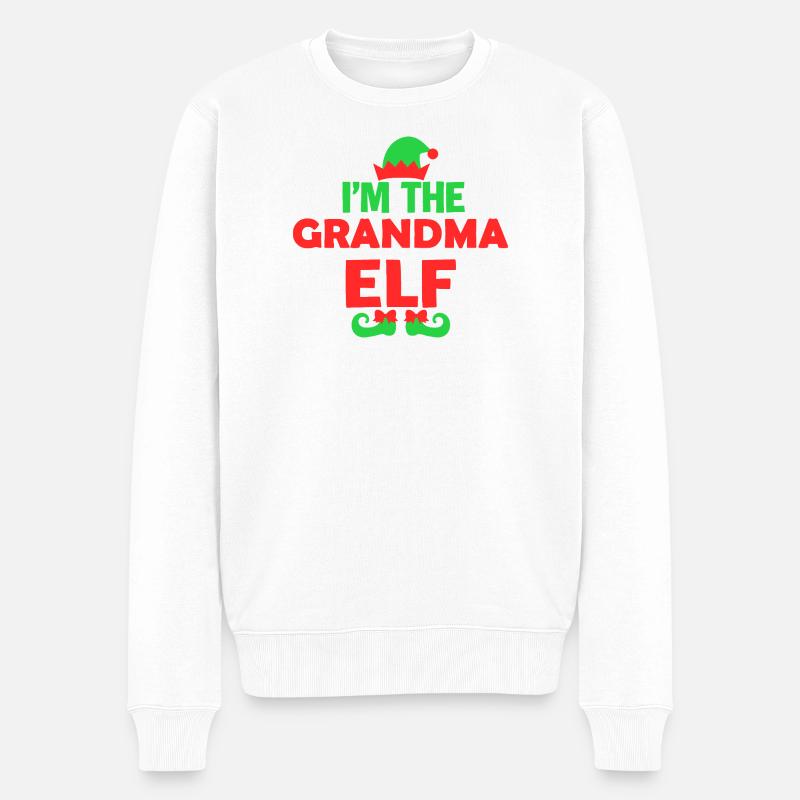 Oma Elf Weihnachtsstimmung - Männer Premium Bio Pullover - Weiß