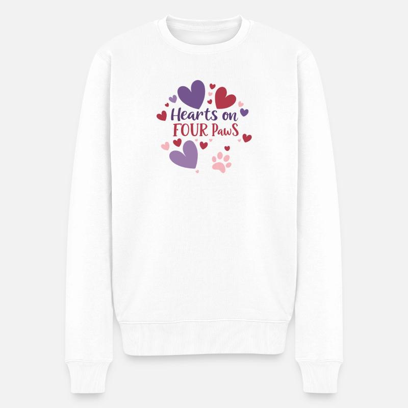 Tierische Liebe - Herzen auf vier Pfoten - Männer Premium Bio Pullover - Weiß