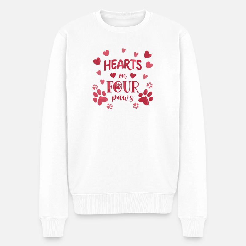 Herzen lieben Haustiere - Männer Premium Bio Pullover - Weiß